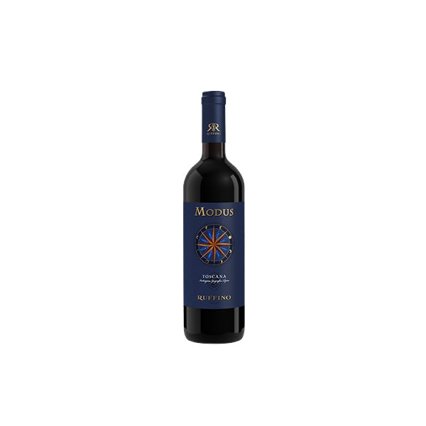 750ml Ruffino Modus Toscana IGT Red Wine bottle with navy label, gold text, and compass rose graphic