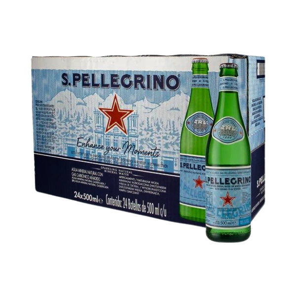 San Pellegrino Sparkling Glass Bottle 24x500ml (Bottle Caps)